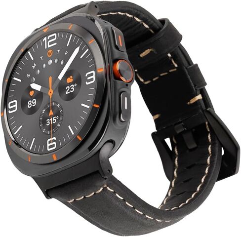 Vintage Leather Band Compatible with Samsung Galaxy Watch 7 Ultra 47mm, Top-Grain Genuine Leather Bracelet for Men Women in Saudi Arabia