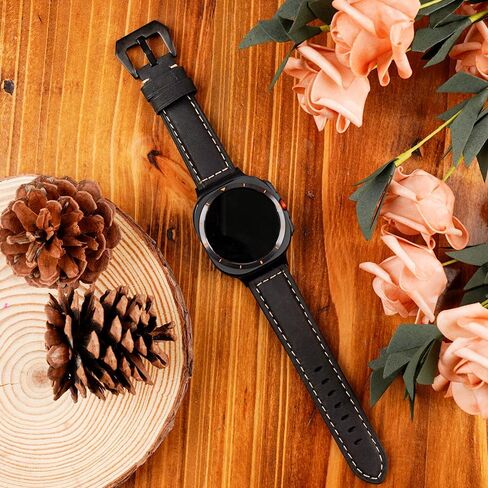Vintage Leather Band Compatible with Samsung Galaxy Watch 7 Ultra 47mm, Top-Grain Genuine Leather Bracelet for Men Women in Saudi Arabia