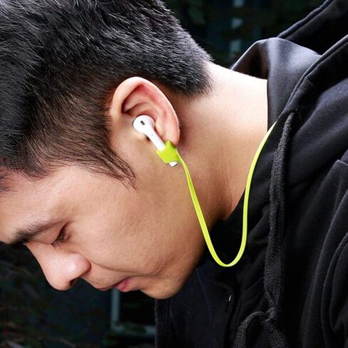 سلسلة كابل سيليكون بحزام مغناطيسي مضاد للفقد لأجهزة Airpods 1 | ايربودز 2 | ايربودز برو - أخضر نيون in Kuwait
