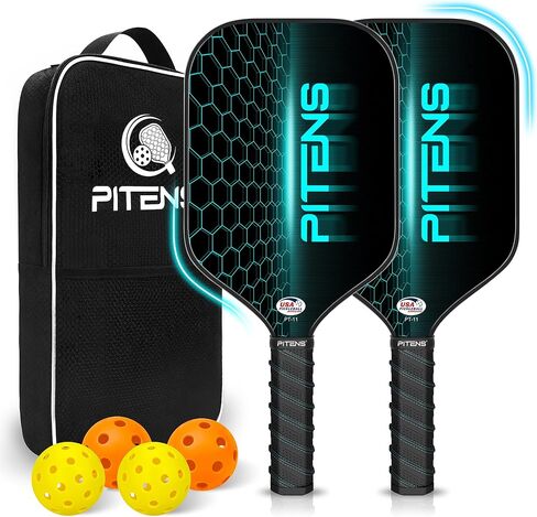 Pickleball Paddles Set of 2,Carbon Fiber and Graphite Face,Non-Slip Grip,USAPA Approved Pro Pickleball Set with 4 Pickleball Balls Outdoor Indoor,Pickleball Net Bag | Pickle Ball Racket for Women Men in Saudi Arabia