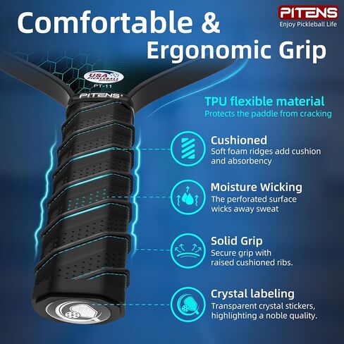 Pickleball Paddles Set of 2,Carbon Fiber and Graphite Face,Non-Slip Grip,USAPA Approved Pro Pickleball Set with 4 Pickleball Balls Outdoor Indoor,Pickleball Net Bag | Pickle Ball Racket for Women Men in Saudi Arabia