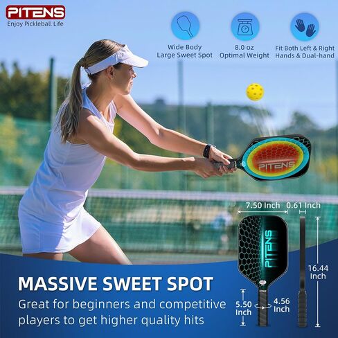 Pickleball Paddles Set of 2,Carbon Fiber and Graphite Face,Non-Slip Grip,USAPA Approved Pro Pickleball Set with 4 Pickleball Balls Outdoor Indoor,Pickleball Net Bag | Pickle Ball Racket for Women Men in Saudi Arabia