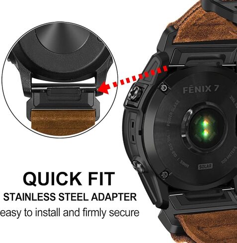 سوار TRUMiRR لـ Fenix ​​7/6 Pro / 5 Plus للرجال، حزام ساعة سريع التركيب 22 مم من الجلد السويدي لـ Garmin Forerunner 965 / Epix Gen 2 47 مم / Instinct 2... in Kuwait