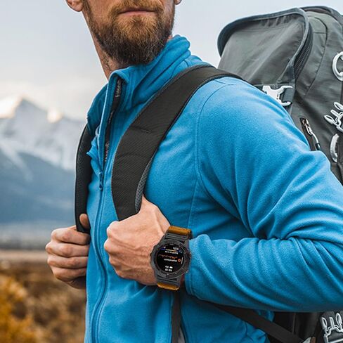 سوار TRUMiRR لـ Fenix ​​7/6 Pro / 5 Plus للرجال، حزام ساعة سريع التركيب 22 مم من الجلد السويدي لـ Garmin Forerunner 965 / Epix Gen 2 47 مم / Instinct 2... in Kuwait