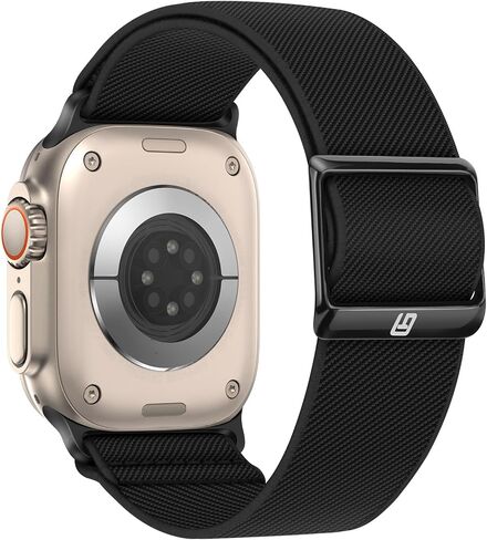 Braided Bands Compatible with Apple Watch Band 49 46 45 44 42 41 40 38mm Women Men Stretchy Solo Loop Nylon Strap for iWatch Ultra 2 SE Series 10 9 8 7 6 5 4 (42/44/45/46/49, Black) in Kuwait