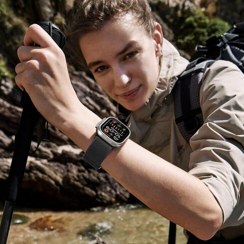 Braided Bands Compatible with Apple Watch Band 49 46 45 44 42 41 40 38mm Women Men Stretchy Solo Loop Nylon Strap for iWatch Ultra 2 SE Series 10 9 8 7 6 5 4 (42/44/45/46/49, Black) in Kuwait