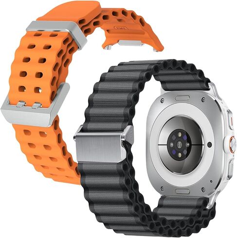 LDFAS for Galaxy Watch Ultra Bands,Silicone+Trail Fabric Nylon Watch Strap Compatible for Samsung Galaxy Watch 7 Ultra Band 47mm in Saudi Arabia