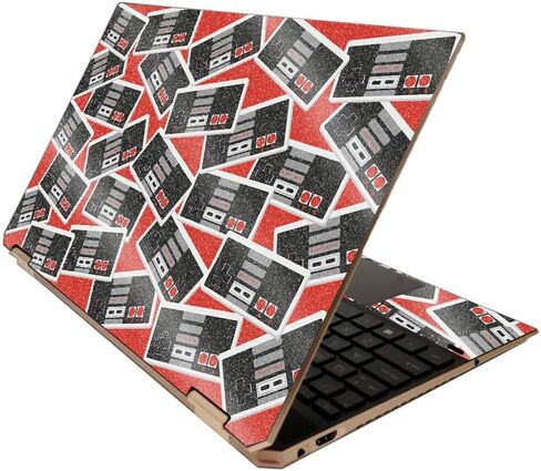 MightySkins Glossy Glitter Skin for HP Spectre x360 15" (2020) - Retro Controllers 3 | Protective, Durable High-Gloss Glitter Finish | Easy to Apply, Remove, and Change Styles | Made in The USA in Saudi Arabia