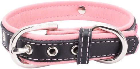 Braided Soft Padded Genuine Leather Dog Collar, Rhinestone Crown & Stylish Braided Dog Collar, Fits Small Medium Large Breeds (S:27-33 cm, Red) in Saudi Arabia