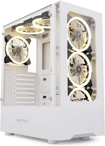 ATX PC Case – 6X PWM ARGB Fans Included – Tempered Glass Front & Side Panel MB661B (White) in Saudi Arabia