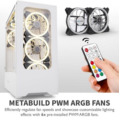 ATX PC Case – 6X PWM ARGB Fans Included – Tempered Glass Front & Side Panel MB661B (White) in Saudi Arabia
