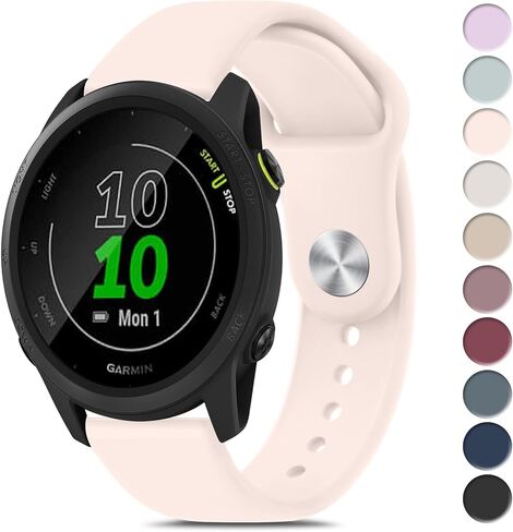 Amzpas for Garmin Forerunner 55 Watch Band، Forerunner 165 Watch Band، 20mm Quick Release Watch Bands Soft Silicone Sports Strap for Garmin Forerunner 55/165/245/645/158 Smartwatch in Kuwait