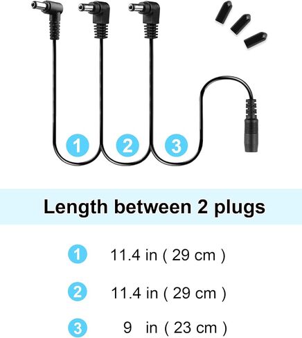 Mr.Power 1to 3 Way DC Daisy Chain كابل الطاقة الفاصل الحبل / يؤدي لتأثيرات الجيتار دواسة محول التيار الكهربائي التوصيل (كابل 3 اتجاهات) in Kuwait