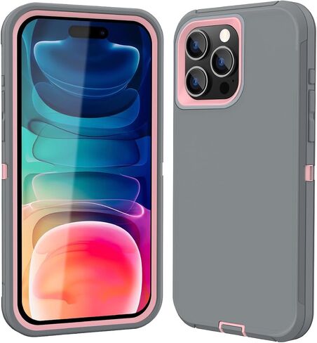 Sansunto for iPhone 15 Pro Max Case, Full Body Protection Heavy Duty Shockproof Military Grade 3 in 1 Silicone Rubber with Hard PC Rugged Durable Phone Cover in Saudi Arabia