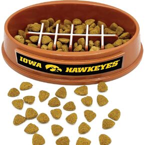 NCAA Super-Bowl - Iowa Hawkeyes Slow Feeder Dog Bowl. Football Design Slow Feeding Cat Bowl for Healthy Digestion. Non-Slip Pet Bowl for Large & Small Dogs & Cats