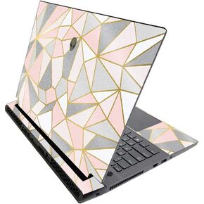 MightySkins Glossy Glitter Skin for Alienware M17 R3 (2020) & M17 R4 (2021) - Rose Gold Polygon | Durable High-Gloss Glitter Finish | Easy to Apply and Change Style | Made in The USA