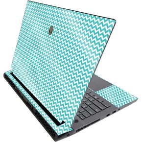 MightySkins Glossy Glitter Skin for Alienware M17 R3 (2020) & M17 R4 (2021) - Turquoise Chevron | Durable High-Gloss Glitter Finish | Easy to Apply and Change Style | Made in The USA