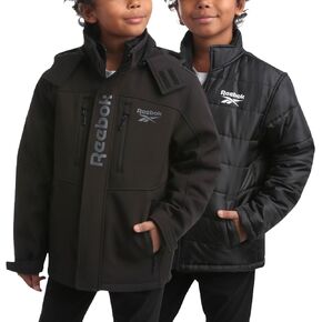 Reebok Boys' Winter Coat – Waterproof Softshell Jacket with Removable Puffer Parka – System Ski Jacket for Boys (8-20)