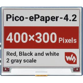 Waveshare 4.2inch E-Paper E-Ink Display Module (B) for Raspberry Pi Pico 400×300 Pixels Red/Black/White with SPI Interface