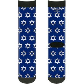 Buckle-Down Unisex-Adult's Socks Star of David Crew, Multicolor