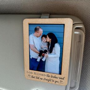 Car Visor Picture Frame, Drive Safe Car Picture Holder, Gift for Dad, Wallet-Sized Wooden Photo Frame, Visor Clips for Cars, Car Picture Frame with Visor Clip, Car Picture Frame, Visor Picture Frame