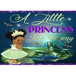 Vinyl Princess and The Frog Backdrops for Photography 7x5 African Princess Backdrop Happy Birthday Glitter Purple Fairy Princess Party Green Background Baby Shower for Baby Girl
