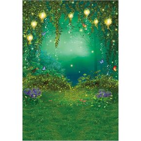 Funnytree 5X7FT Enchanted Forest Backdrop Fairy Tale Wonderland Butterfly Woodland Background Wedding Baby Shower Birthday Party Supplies Banner Cake Smash Decor Studio Portrait Prop Photobooth Favors