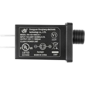 12V 1A Replacement Yard Inflatable Adapter for String Light Outdoor Low Voltage LED Controller