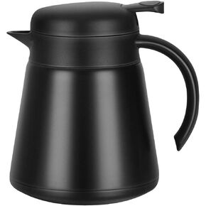Luvan 27oz 800ml Coffee Pot, Coffee Thermos For Hot Drinks, Small Thermal Coffee Carafe With Press Button Top, 304 18/10 Stainless Steel Coffee Carafe, Double Walled Insulated Vacuum Flask(Black)