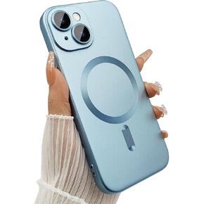 Magnetic Case for iPhone 14 Phone Case for Women/Men, Shockproof Matte Luxury Metallic Luster Design with Full Camera Lens Protector, Compatible with Magsafe Case for iPhone 14 6.1"-Wine Red