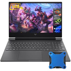 HP Victus 15.6 Ryzen 5 RTX 4050 Premium Gaming Laptop, 15.6" FHD 144Hz, AMD Ryzen 5 8645HS (Beats Intel i7-1355U), NVIDIA GeForce RTX 4050, 64GB RAM, 2TB SSD, W11P, with 512GB External SSD Bundle