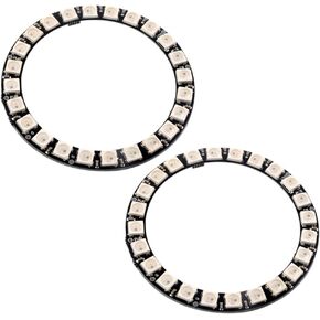 24 Bits WS2812 RGB LED Ring 24 X 5050 WS2812B LED with Integrated Driver Individual Addressable Programmable for Arduino Raspberry Pi ESP32 (Pack of 2pcs)