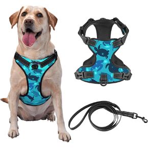 Reflective Vest Harness Pumpkins Moon Ghost Halloween Adjustable No Pull Pet Harness Stylish Oxford Easy Control Puppy Walking Outside Training-Medium