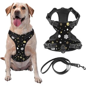 Reflective Vest Harness Pumpkins Moon Ghost Halloween Adjustable No Pull Pet Harness Stylish Oxford Easy Control Puppy Walking Outside Training-Medium