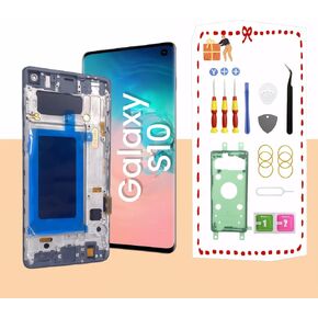 Galaxy S10 LCD Display Screen Assembly Replacement for Samsung Galaxy S10 LCD Touch Digitizer Screen with Frame S10 6.1" G973U G973FD Black(Fingerprint Recognition is not Supported)