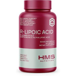 HMS Nutrition R-Lipoic Acid 300mg Per Capsule 120ct 120 Serving 4 Month Supply Vegetable Capsules
