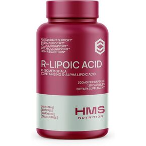 HMS Nutrition R-Lipoic Acid 300mg Per Capsule 120ct 120 Serving 4 Month Supply Vegetable Capsules