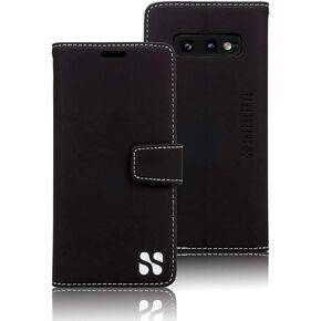 SafeSleeve EMF Protection Anti Radiation Samsung Galaxy Case: Galaxy S10e RFID Card Holder Blocking Wallet, Adjustable Stand Cell Phone Case, Vegan Leather for Women & Men (Black)