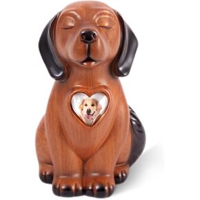 Pet Urns, Resin Cremation Dog Urn, Dog Statue Urns for Ashes, Handcrafted Dog Figurine Memorial Keepsake for Pet Lovers, 5 x 5 x 9 inches
