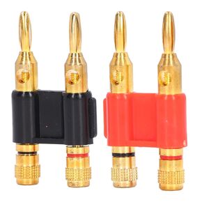 Brass Banana Plug, Dual Banana Plug, 2Pcs Stackable Dual Banana Male Plug 2 Way Brass Connectors Speaker Wire Accessories 32A, Dual Banana Plug
