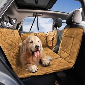 FUNNYFUZZY back seat extender for dogs, Extra-Large Hard Bottom Dog Car Seat Cover for Back Seat, 100% Waterproof Backseat Extender for Dogs, Dog Hammock for Car Dog Car Bed for Car, SUV, Truck, Green
