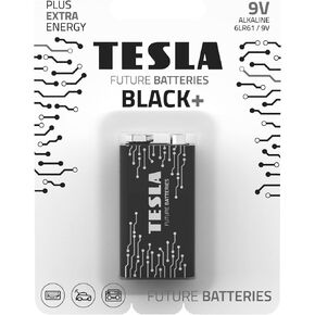 Tesla Batteries 9V Black+ Maximum Power Alkaline Batteries, 10+ Year Shelf Life, A Long-Lasting Battery Life, Leak-Free (6LR61 / 1 Count [Pack of 1])