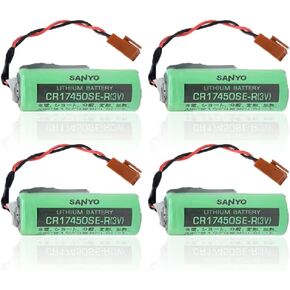 CR17450SE-R 3V 2500mAh PLC Replacement Battery w/2P Plug for SANYO CR17450SE-R A98L-0031-0012 FANUC CNC Series((Pack of 4)
