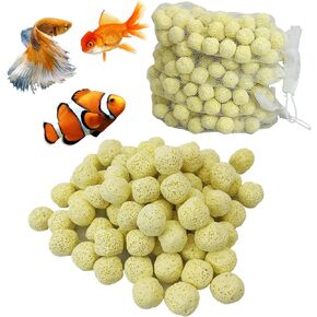 Hamiledyi 4 LB Aquarium Filter Media Bio Balls Ceramic Rings Media with Mesh Bag for Fish Tank and Pond Canister Biological Biofilter Filter (Yellow)