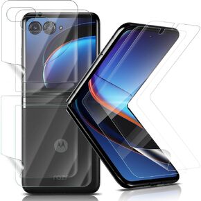 Orzero (2 Sets 4 Packs Screen Protector Compatible for Motorola Razr+ / Plus (2023), Protector De Pantalla Premium Quality Soft TPU (Not Glass) Edge to Edge (Full Coverage) HD Bubble-Free