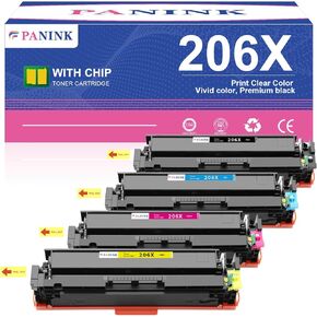 Compatible 206X Toner Cartridges 4 Pack High Yield Replacement for HP 206A 206X Toner Cartridge Set W2110X W2110A for HP Color Pro MFP M283fdw M283cdw M283 Pro M255 M255dw Printer (with Chip)