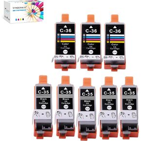 F FINDERS&CO PGI-35 CLI-36 Ink Cartridge Compatible with Canon PIXMA IP100 IP110 TR150 Printer, 8 Pack (5X PGI-35 Black, 3X CLI-36 Color)