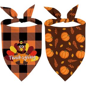 Halloween Dog Bandanas - 2 Pack Reversible Pumpkin and Bat Pet Scarf for Boys and Girls Fall Dog Bibs Halloween Bandanas for Small Medium Large Dogs