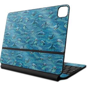 Glossy Glitter Skin Compatible with Apple Magic Keyboard for iPad Pro 13‑inch (M4) 2024 - Dolphin Gang - Premium 3M Vinyl Protective Decal Cover - Easy to Apply | Crafted in The USA by MightySkins