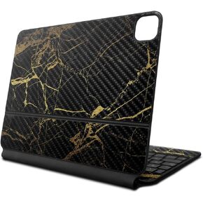 Carbon Fiber Skin Compatible with Apple Magic Keyboard for iPad Pro 13‑inch (M4) 2024 - Black Gold Marble - Premium 3M Vinyl Protective Decal Cover - Easy to Apply | Crafted in The USA by MightySkins